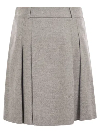 Peserico Short Skirt In Wool And Viscose In Gray