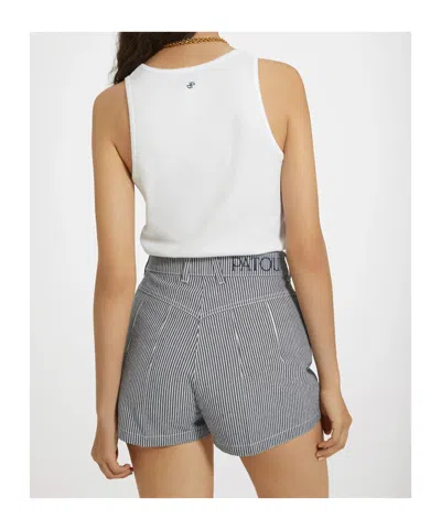 Patou Mini Shorts In Striped Cotton Denim