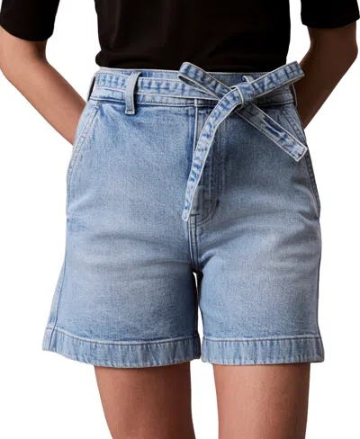 Calvin Klein Jeans Est.1978 Women's High Rise Tie Waist Denim Shorts