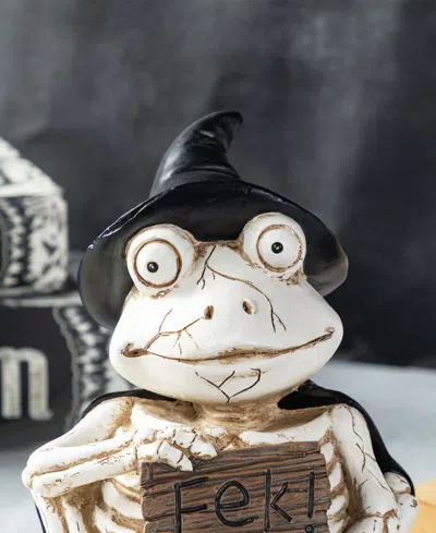 Glitzhome Halloween Resin Skeleton Frogs Table Decor, Set Of 2