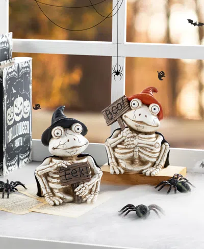 Glitzhome Halloween Resin Skeleton Frogs Table Decor, Set Of 2