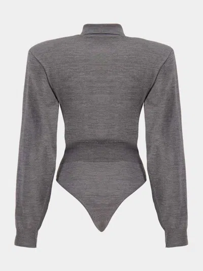 Stella Mccartney Womens Grey Fine-knit Polo-collar Wool Knitted Body In Gray