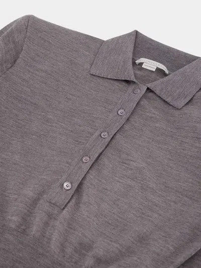 Stella Mccartney Womens Grey Fine-knit Polo-collar Wool Knitted Body In Gray
