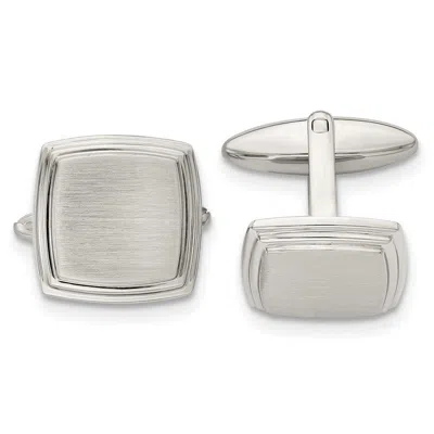 Diamond2deal Stainless Steel Brushed And Polished Square Cufflinks