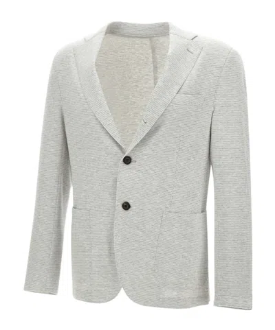 Eleventy Lapel Peak Blazer Back Slits In White