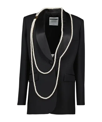 Moschino Embellished Tailored Blazer In Black