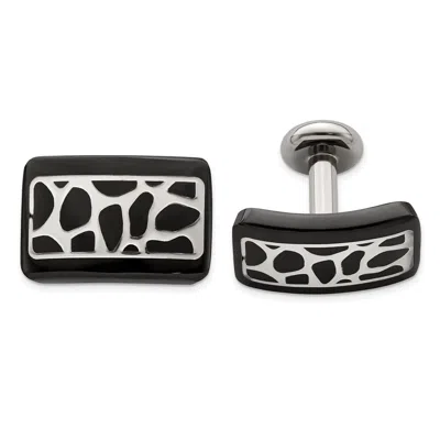 Diamond2deal Black Ti & Sterling Silver Polished Cobblestone Cufflinks