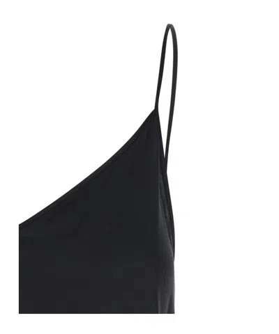 Antonelli 'abe' Black Sleeveless Top With Spaghetti Straps And V Neck In Black
