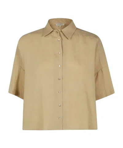 Antonelli Button-up Short Sleeve Top In Neutral