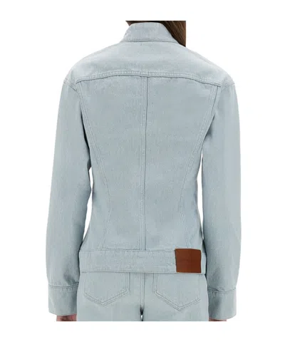 Victoria Beckham Sculptural Buttoned Denim Jacket In Blue