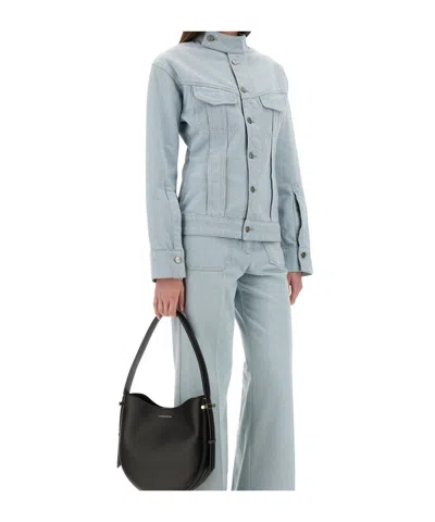 Victoria Beckham Sculptural Buttoned Denim Jacket In Blue