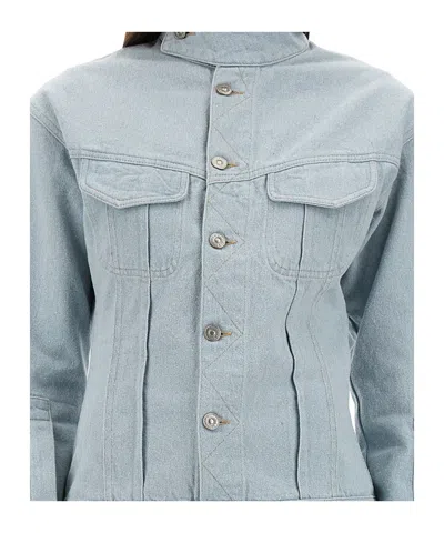 Victoria Beckham Sculptural Buttoned Denim Jacket In Blue