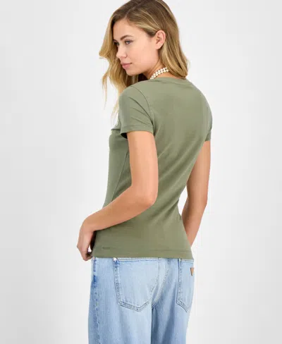 Guess Women's Palm-print Triangle Logo T-shirt In Green
