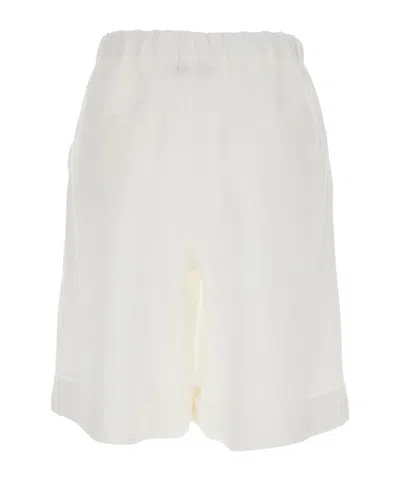 Antonelli White Bermuda Shorts With Elastic Waist And Side Pocket