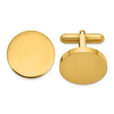 Diamond2deal Stainless Steel Polished Yellow Ip-plated Circle Cuff Links