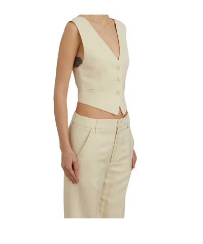 Dondup Reina Trousers In Viscose And Linen In Neutral