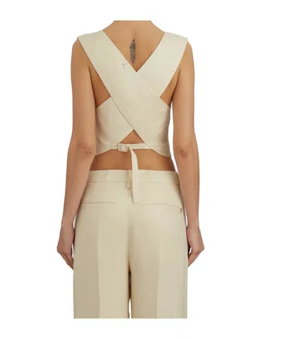 Dondup Reina Trousers In Viscose And Linen In Neutral