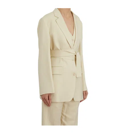 Dondup Blazer With Belt In Neutral
