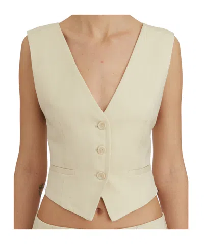 Dondup Reina Trousers In Viscose And Linen In Neutral
