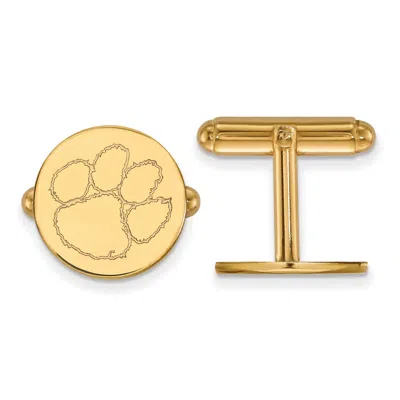 Diamond2deal Sterling Silver Gold-plated Clemson University Tiger Paw Cuff Links
