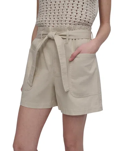 Dkny Jeans Women's Cotton Belted Paperbag-waist Shorts