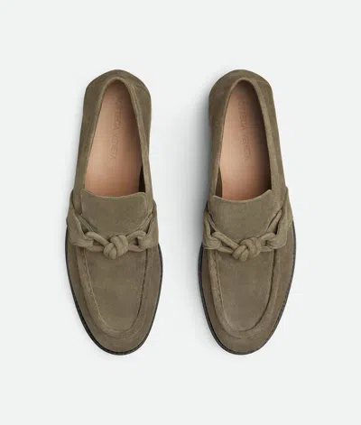 Bottega Veneta Sage Suede Astaire Loafers In Green