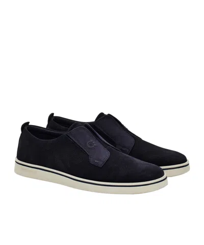 Ferragamo Navy Blue Laceless Sneakers In Blue