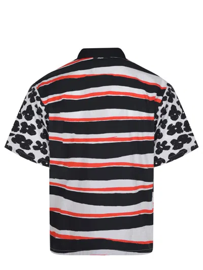 Msgm Mixed-print Poplin Shirt In Black