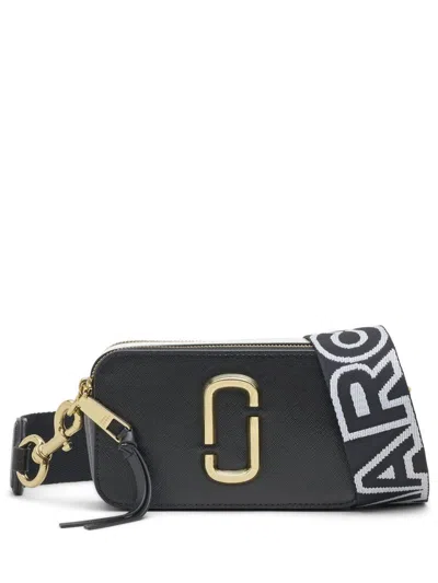 Marc Jacobs 'the Snapshot' Black Shoulder Bag With Metal Logo At The Front In Black