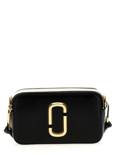 Marc Jacobs 'the Snapshot' Black Shoulder Bag With Metal Logo At The Front In Black
