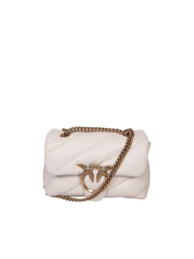 Pinko Golden Chain Strap White Shoulder Bag In White