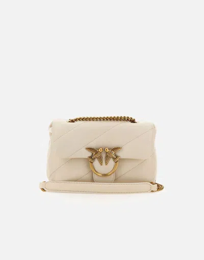 Pinko Golden Chain Strap White Shoulder Bag In White