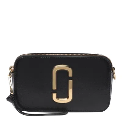 Marc Jacobs 'the Snapshot' Black Shoulder Bag With Metal Logo At The Front In Black