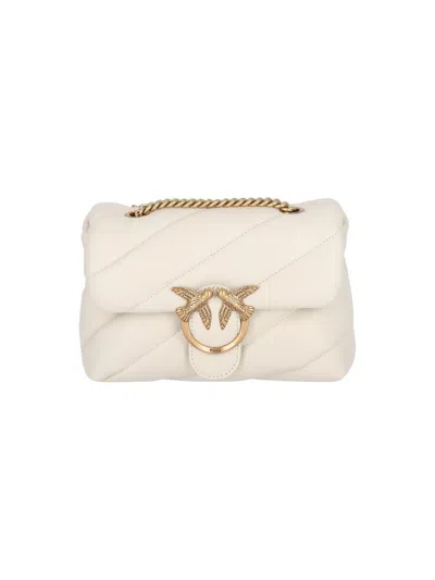 Pinko Golden Chain Strap White Shoulder Bag In White