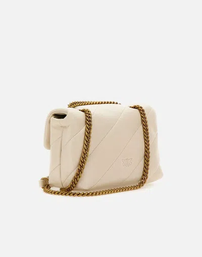 Pinko Golden Chain Strap White Shoulder Bag In White