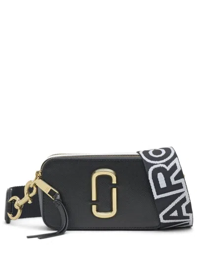 Marc Jacobs 'the Snapshot' Black Shoulder Bag With Metal Logo At The Front In Black