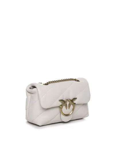 Pinko Golden Chain Strap White Shoulder Bag In White