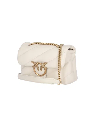 Pinko Golden Chain Strap White Shoulder Bag In White