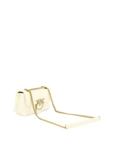Pinko Golden Chain Strap White Shoulder Bag In White