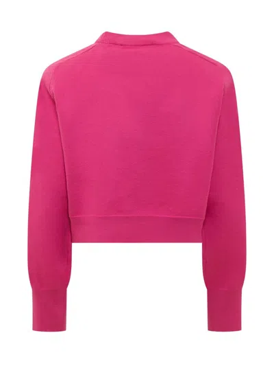 Rotate Birger Christensen Rotate Rhinestone Logo Organic Cotton Sweater In Pink