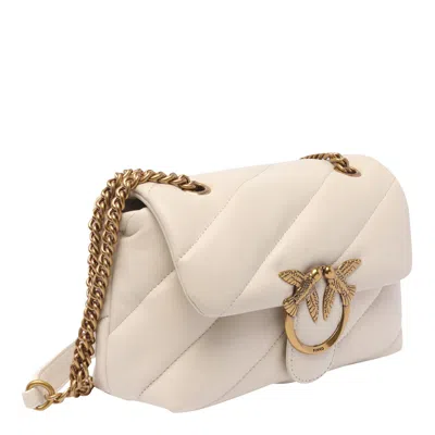 Pinko Golden Chain Strap White Shoulder Bag In White