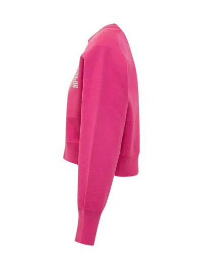Rotate Birger Christensen Rotate Rhinestone Logo Organic Cotton Sweater In Pink