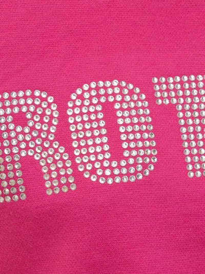 Rotate Birger Christensen Rotate Rhinestone Logo Organic Cotton Sweater In Pink