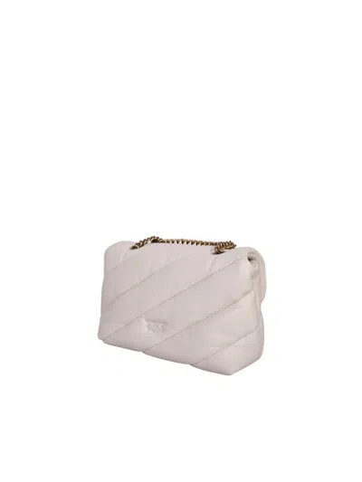 Pinko Golden Chain Strap White Shoulder Bag In White