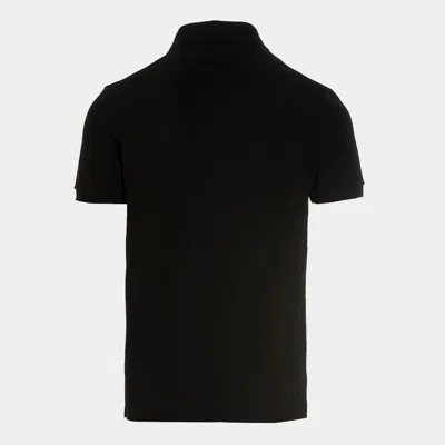 Dolce & Gabbana Dark Gray Logo Plaque Cotton Men Polo Shirt T-shirt In Black