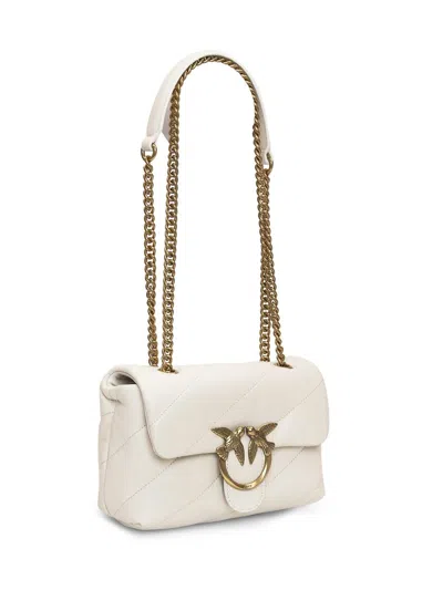 Pinko Golden Chain Strap White Shoulder Bag In White