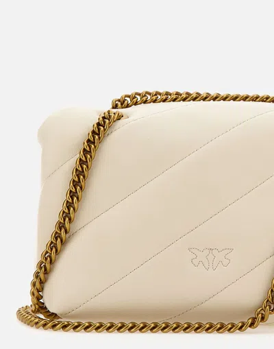 Pinko Golden Chain Strap White Shoulder Bag In White
