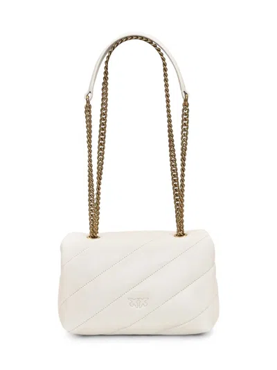 Pinko Golden Chain Strap White Shoulder Bag In White