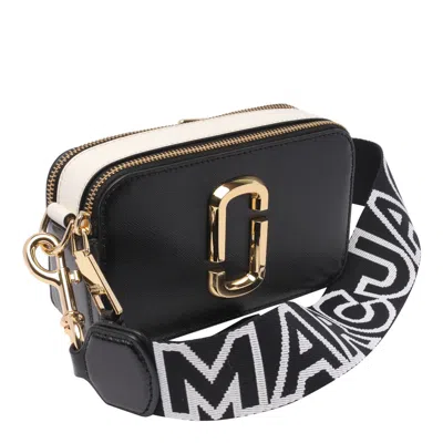 Marc Jacobs 'the Snapshot' Black Shoulder Bag With Metal Logo At The Front In Black