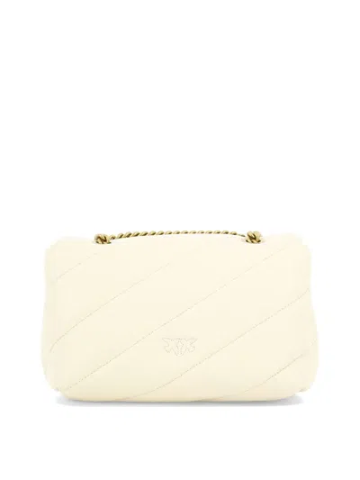 Pinko Golden Chain Strap White Shoulder Bag In White